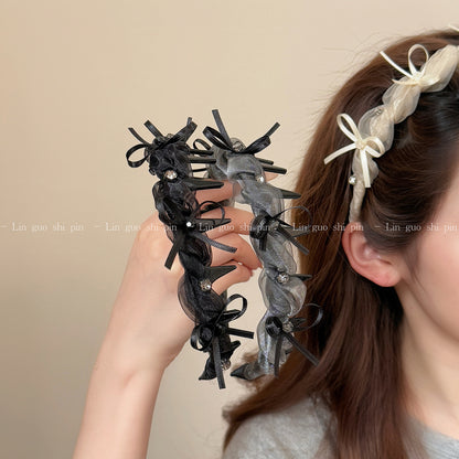 緞帶網紗蝴蝶纏繞髮箍－商品主圖｜https://igowo.tw/