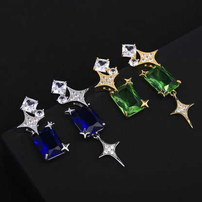 S925鋯石星星微鑲耳釘－商品主圖｜https://igowo.tw/