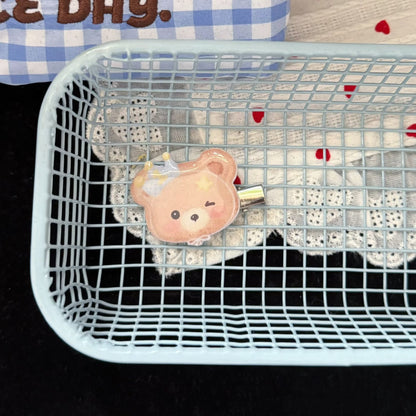 棕色琺瑯領結小熊髮夾
