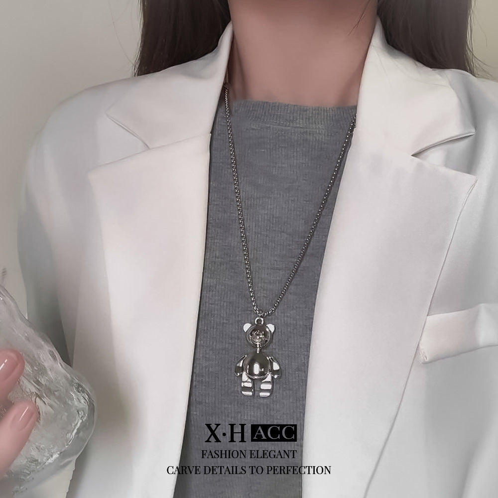 小熊墜飾簡約項鍊－商品主圖｜https://igowo.tw/