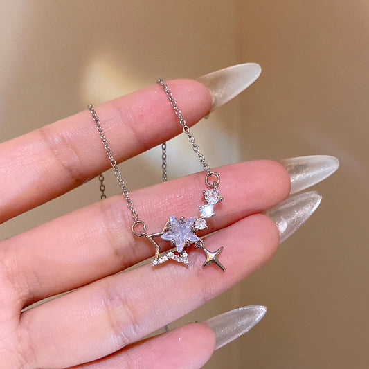 鋯石鈦鋼星星項鍊－商品主圖｜https://igowo.tw/