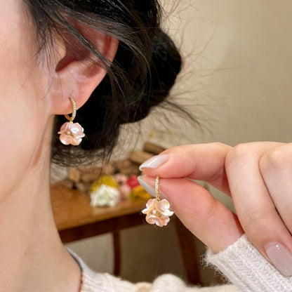 韓系ins風銀針鋯石花朵耳釘甜美優雅日常通勤耳環輕奢高級感耳飾