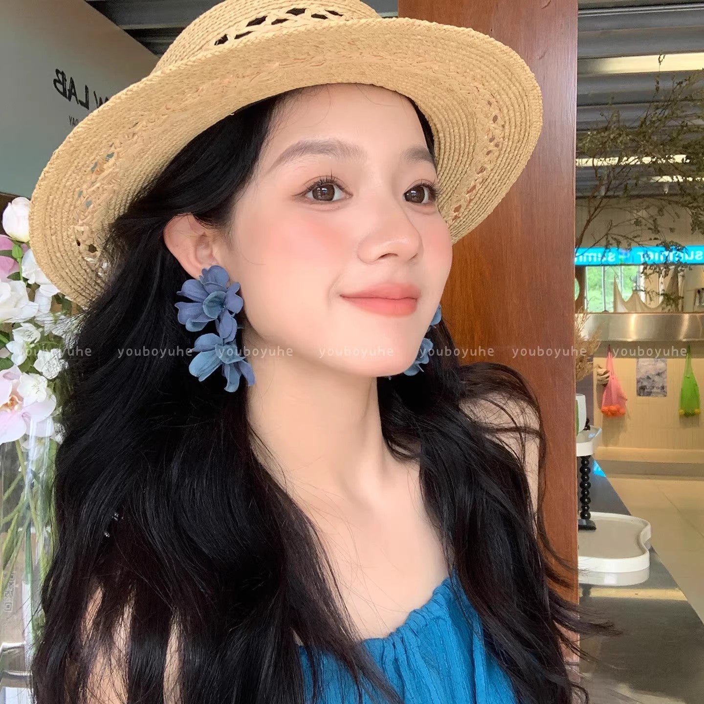森系小清新花朵耳環