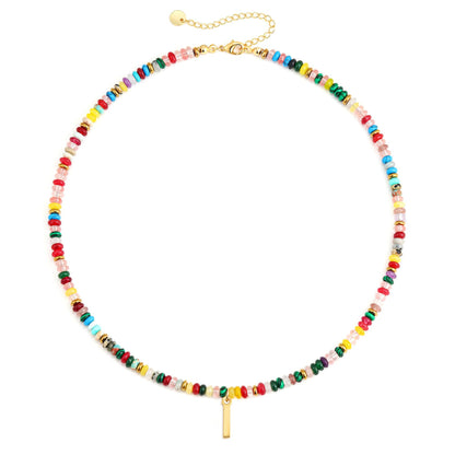 彩色天然石字母項鍊