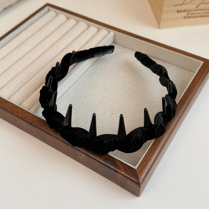 絨面波浪纏繞簡約髮箍－綠色款細節｜https://igowo.tw/