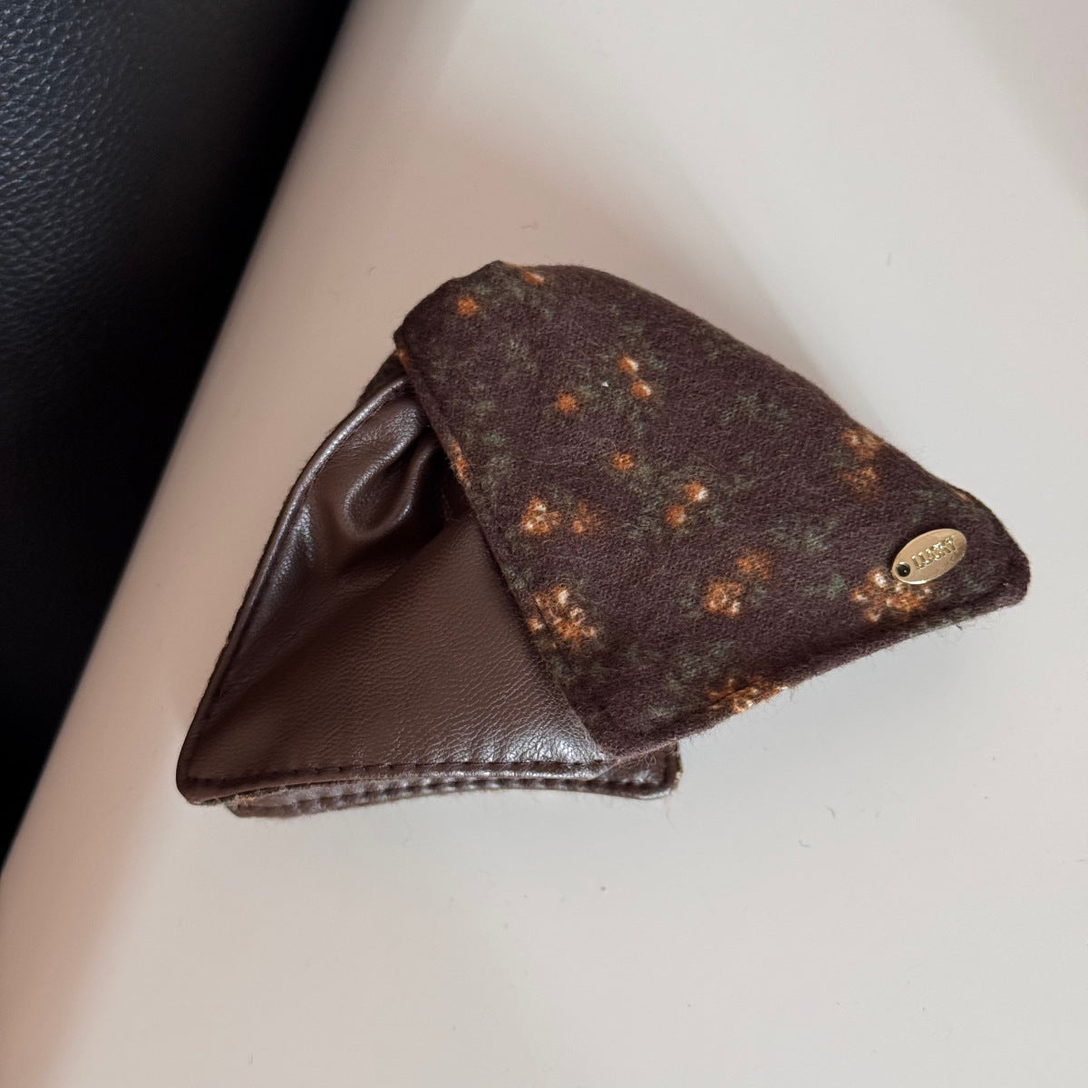 皮革布面碎花復古髮箍