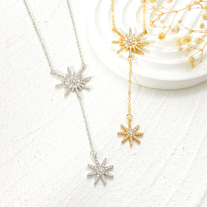 雪花流蘇鑲鑽項鍊－玫瑰金7283款細節2｜https://igowo.tw/
