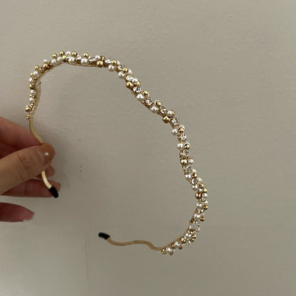 珍珠鋯石波浪復古髮箍－商品主圖｜https://igowo.tw/
