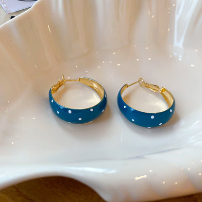 琺瑯波點圓圈復古耳環－細節特寫13｜https://igowo.tw/