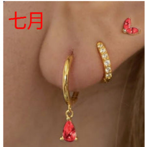 銅愛心鑲鋯耳釘組