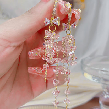 水晶愛心蝴蝶流蘇耳環－商品主圖｜https://igowo.tw/