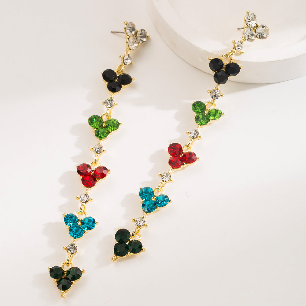 S925幾何流蘇鑲鑽耳環－商品主圖｜https://igowo.tw/