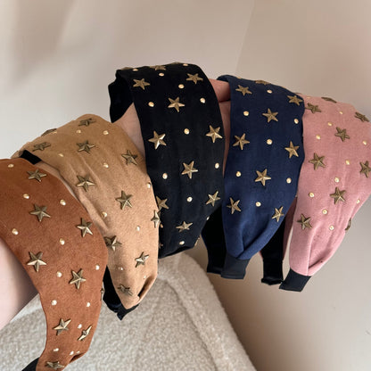 布面星星寬版簡約髮箍－細節特寫1｜https://igowo.tw/