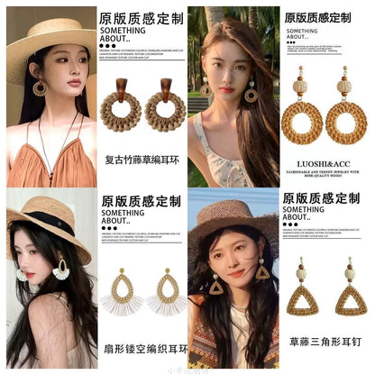 編織樹脂圓形耳環－商品主圖｜https://igowo.tw/