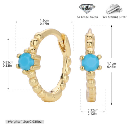 S925 耳環珠邊單彩鋯耳扣耳飾多色小眾輕奢百搭飾品