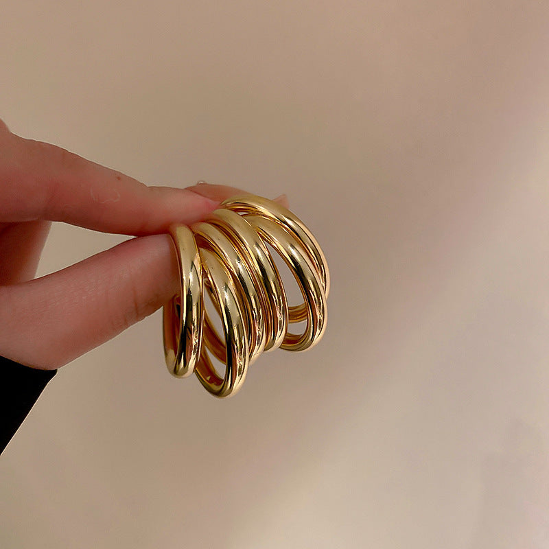 銀針幾何拉絲簡約耳釘