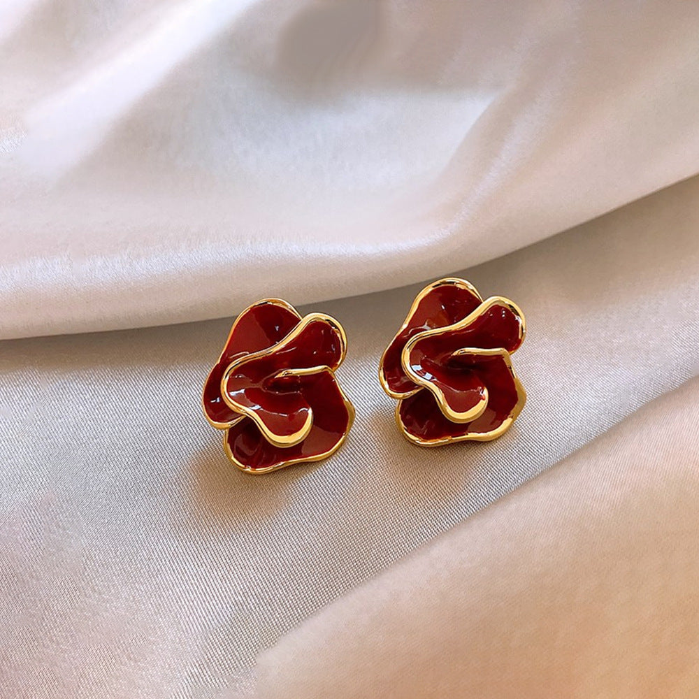 復古紅琺瑯愛心耳環－細節特寫75｜https://igowo.tw/
