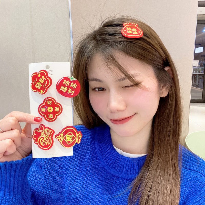 紅色壓克力髮夾－第二視角實拍｜https://igowo.tw/