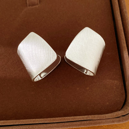 銀針菱形拉絲簡約耳釘