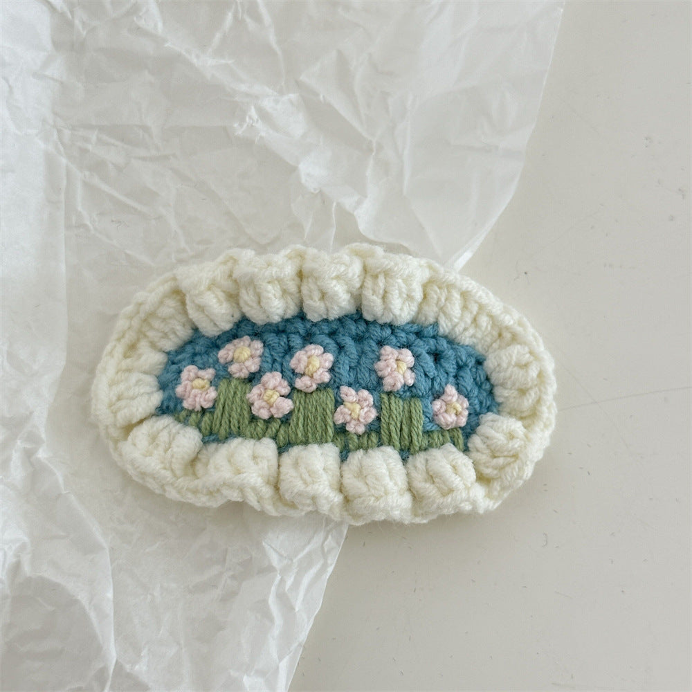花朵刺繡編織髮夾