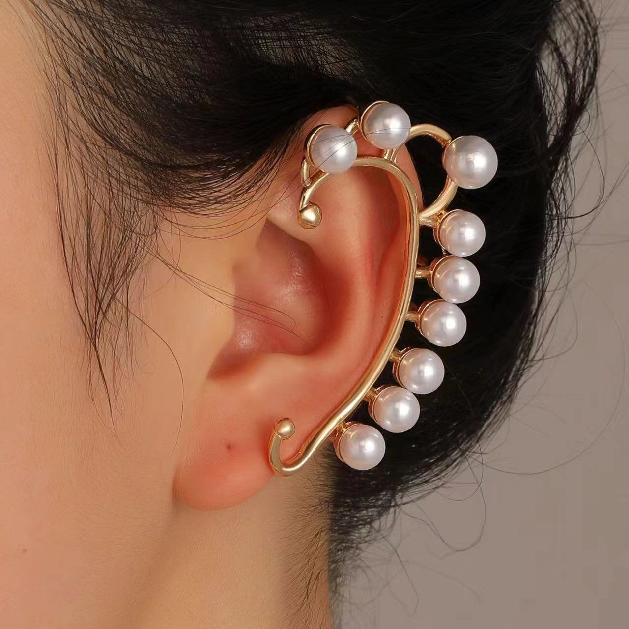 金色金屬樹葉復古耳夾－細節特寫4｜https://igowo.tw/