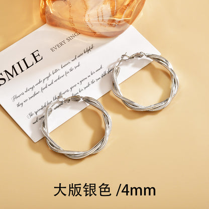 金色扭紋圓圈編織耳環