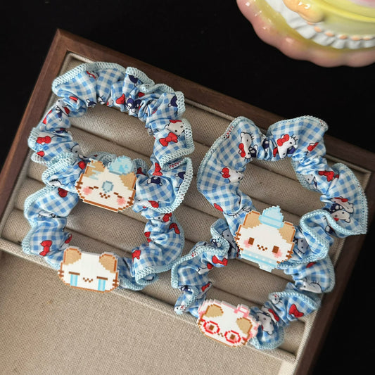 藍色貓咪卡通髮圈－商品主圖｜https://igowo.tw/