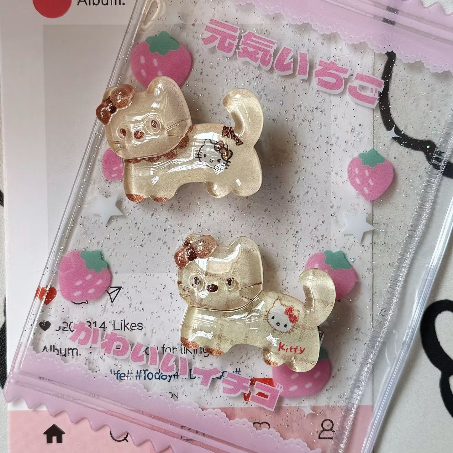 棕色貓咪髮夾－咖色貓頭髮夾款實拍｜https://igowo.tw/