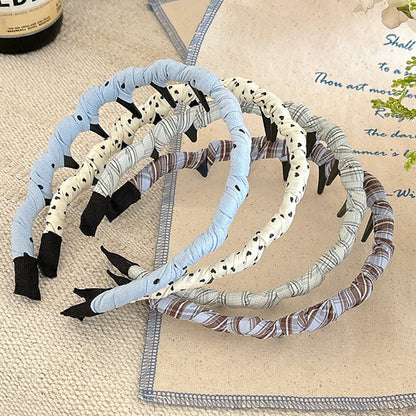 格紋纏繞髮箍－白色波點髮箍款細節｜https://igowo.tw/
