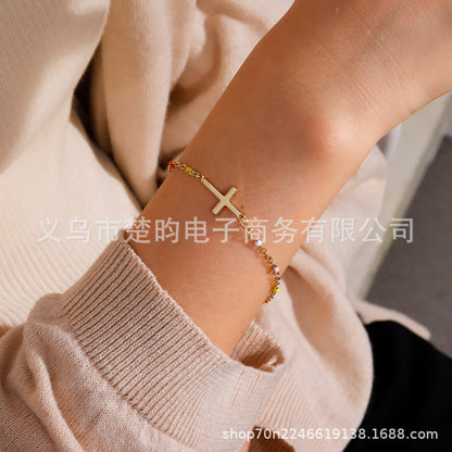 彩色十字架手鏈