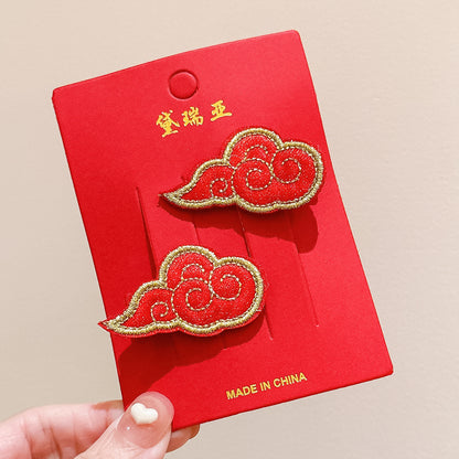 絨面蝴蝶結復古髮夾－細節特寫4｜https://igowo.tw/