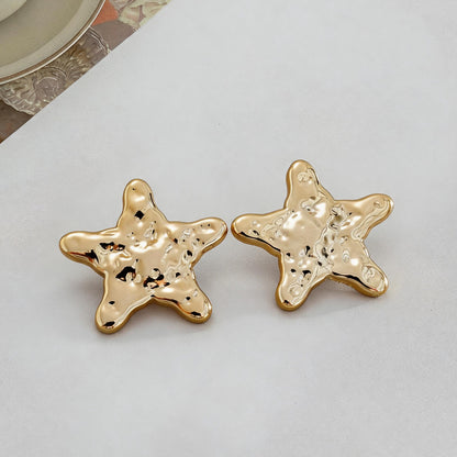 金屬海星花朵耳釘