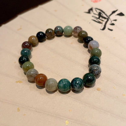 海藍寶山茶花串珠彈力手鏈女森系國風精致手串彩色粉霧高級感手環