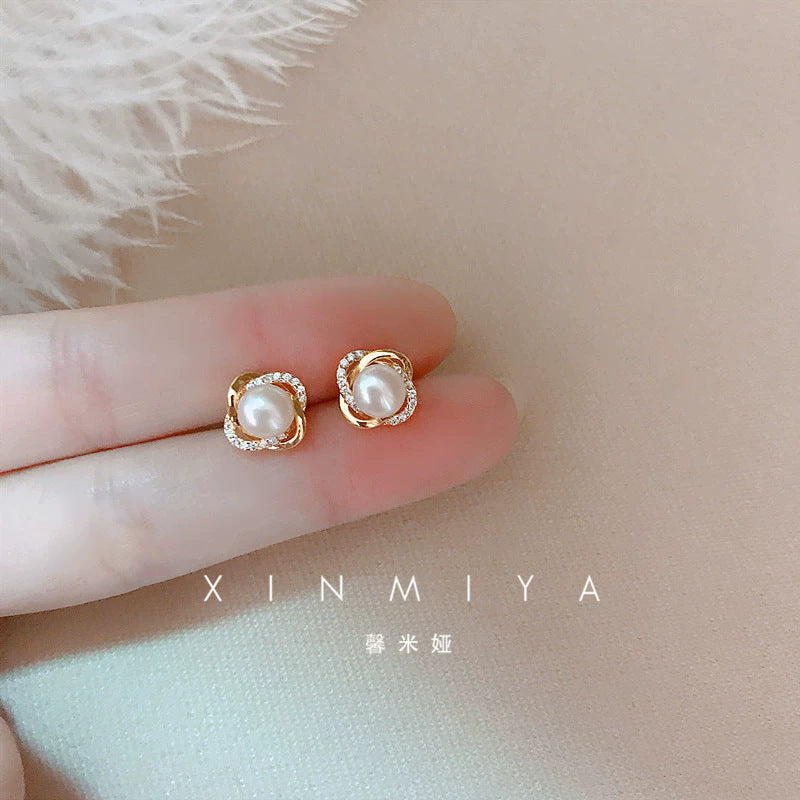 S925珍珠復古耳環－金款細節｜https://igowo.tw/