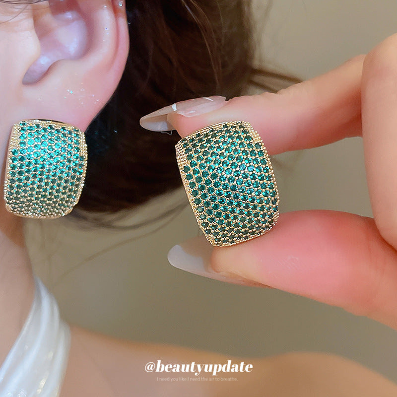 銀針鋯石方形簡約時尚耳夾耳釘個性設計感耳環輕奢高級感耳飾批發