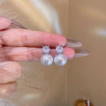 微鑲鋯石珍珠耳環