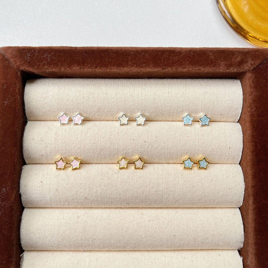彩色星星小巧簡約耳釘－商品主圖｜https://igowo.tw/