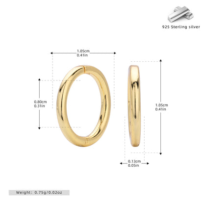 S925 耳環簡約光面多尺寸素圈耳飾個性小眾百搭飾品