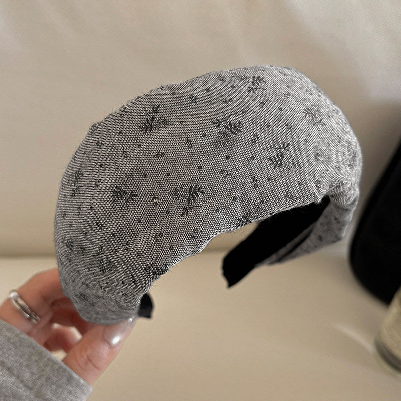 灰色布面波點髮箍
