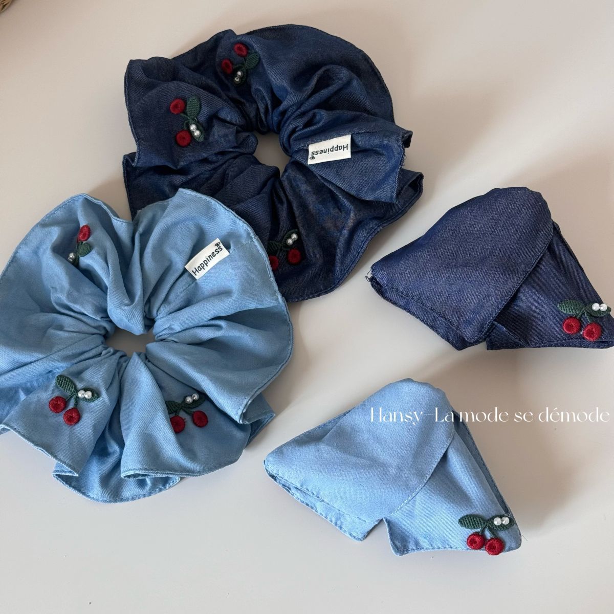 櫻桃蝴蝶結刺繡鯊魚夾－商品主圖｜https://igowo.tw/