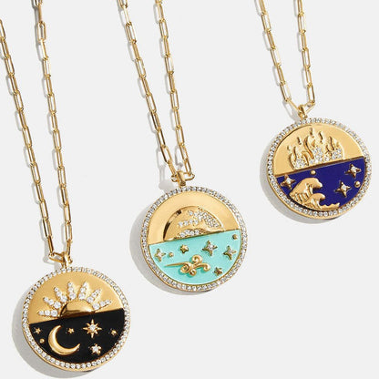 金色琺瑯星星墜飾項鍊－商品主圖｜https://igowo.tw/