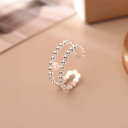 金色珍珠鏤空戒指－商品主圖｜https://igowo.tw/