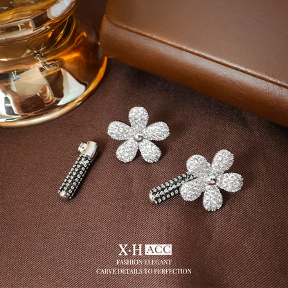 彩色鋯石花朵復古耳釘