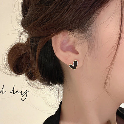 銀針黑色系鋯石鑲鉆幾何字母耳環小眾設計感個性耳釘氣質耳飾批發