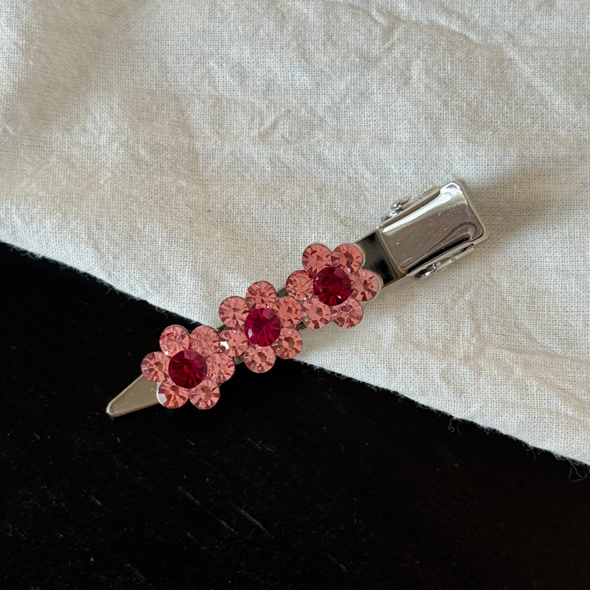 鋯石花朵一字髮夾