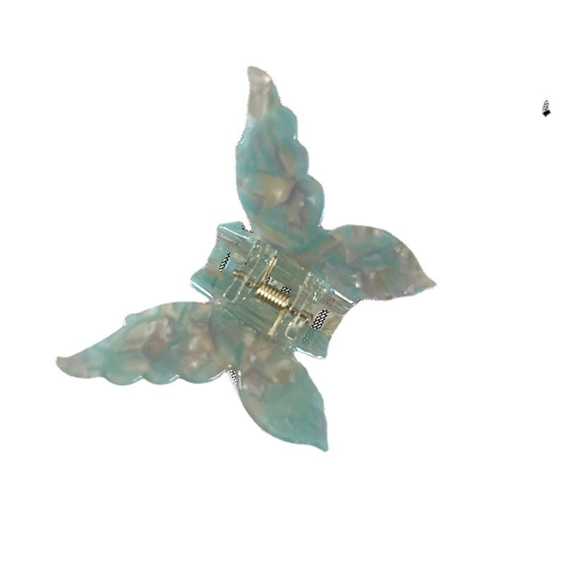 醋酸板材蝴蝶鯊魚夾－人魚白款細節｜https://igowo.tw/