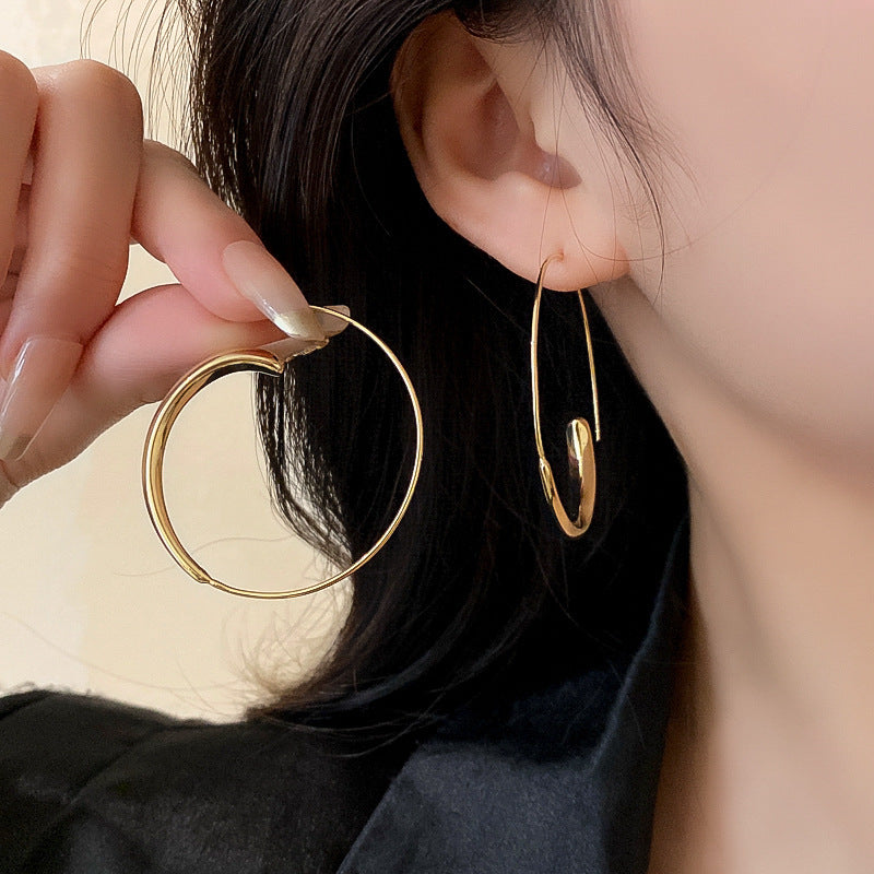 金屬素圈復古簡約耳環－細節特寫10｜https://igowo.tw/