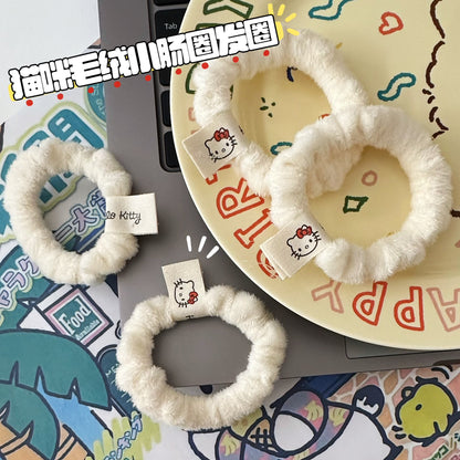 白色絨面貓咪卡通髮圈－商品主圖｜https://igowo.tw/