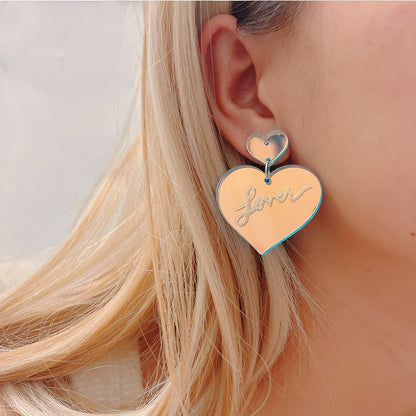 愛心雙層疊戴項鍊耳環組