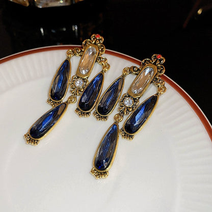 銀針中古vintage鑲鉆蛇形耳釘女小眾個性耳環輕奢高級感氣質耳飾